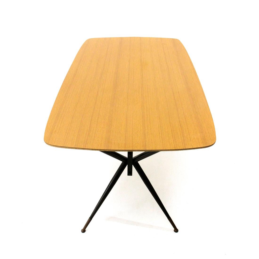 Midcentury Formica and Black Metal Dining Table, 1950s 4