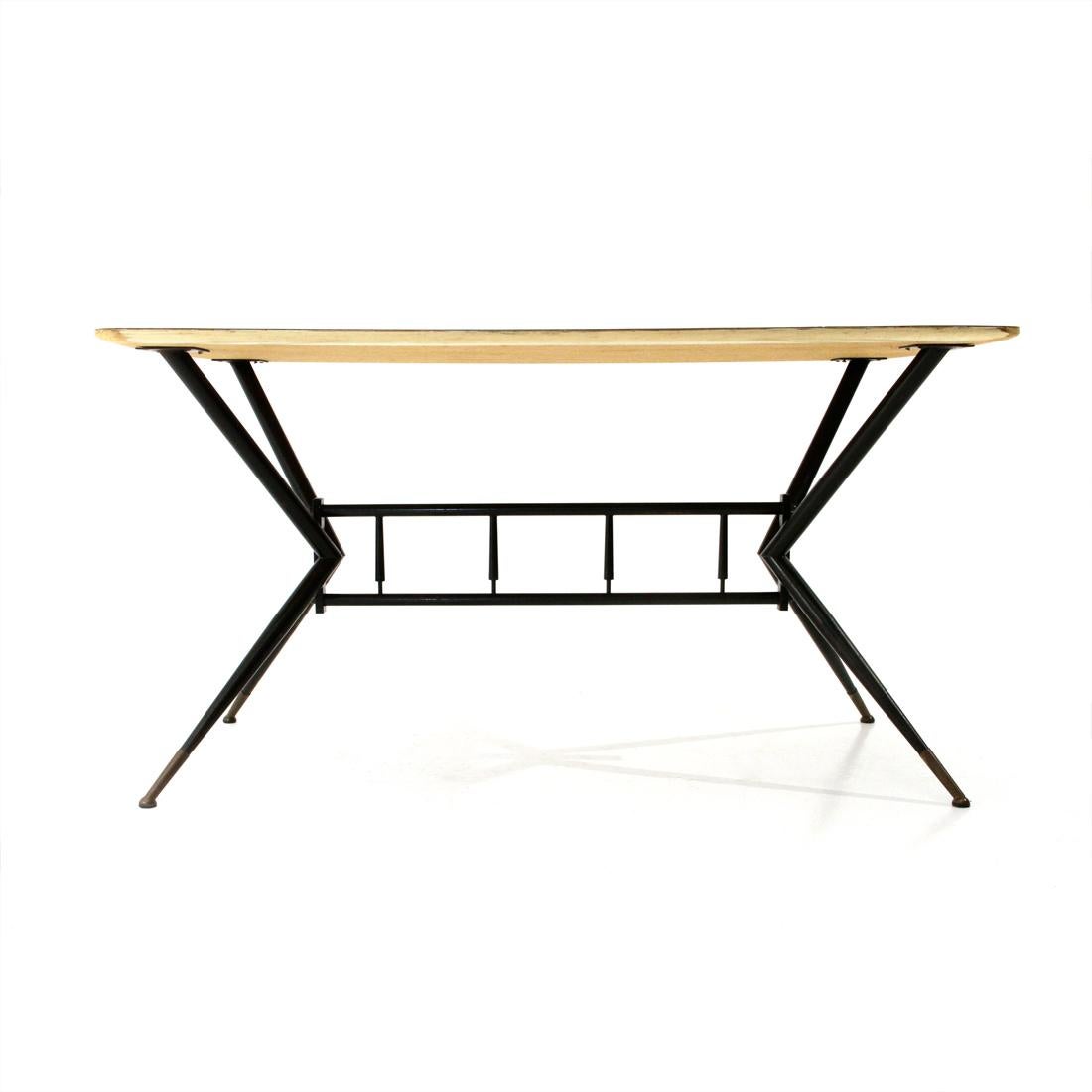 Mid-Century Modern Midcentury Formica and Black Metal Dining Table, 1950s