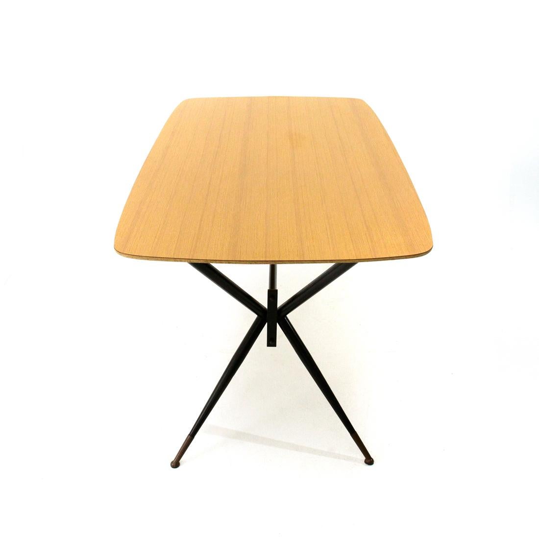 Midcentury Formica and Black Metal Dining Table, 1950s In Good Condition In Savona, IT