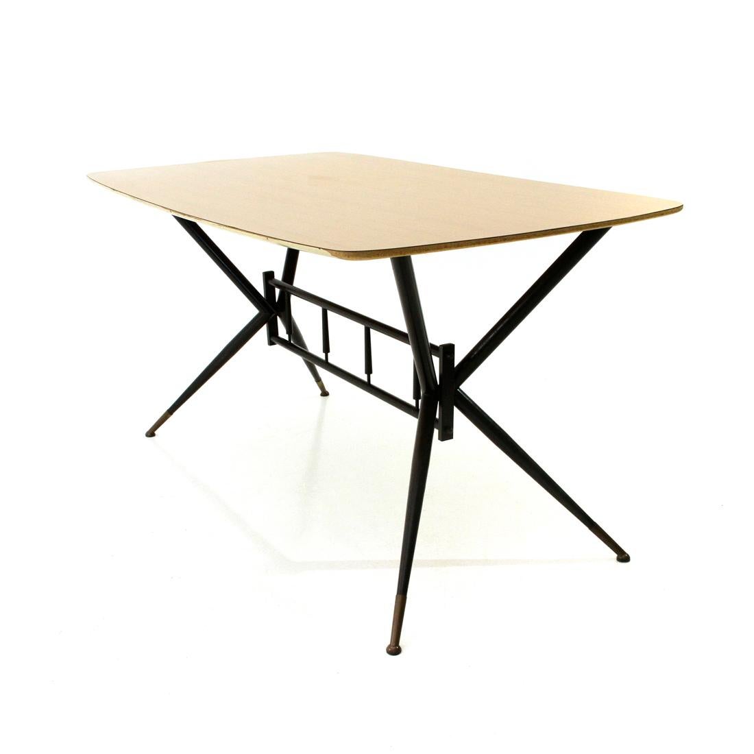 Mid-20th Century Midcentury Formica and Black Metal Dining Table, 1950s