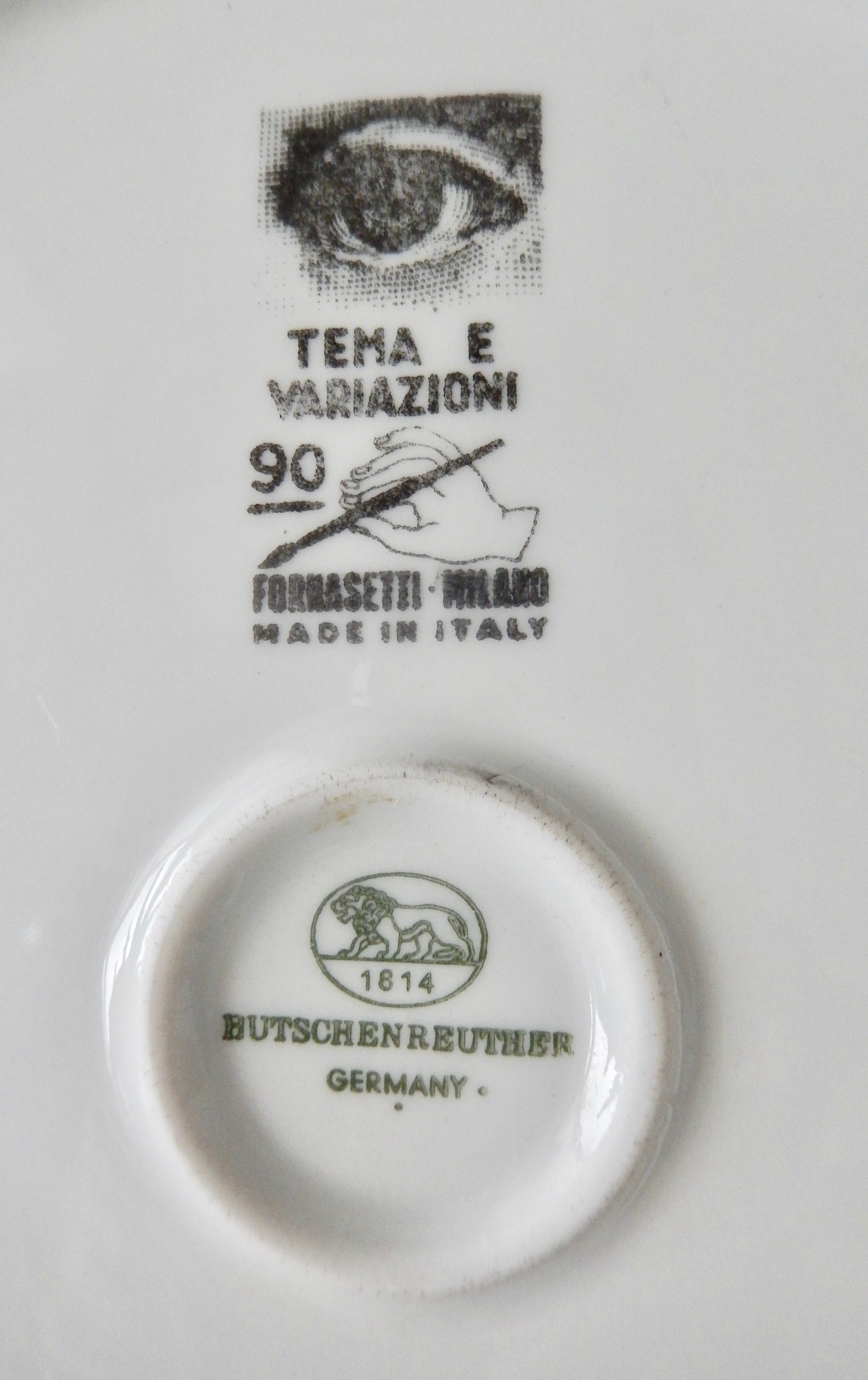 Midcentury Fornasetti Face Plate, Tema e Variazione N90 For Sale 1