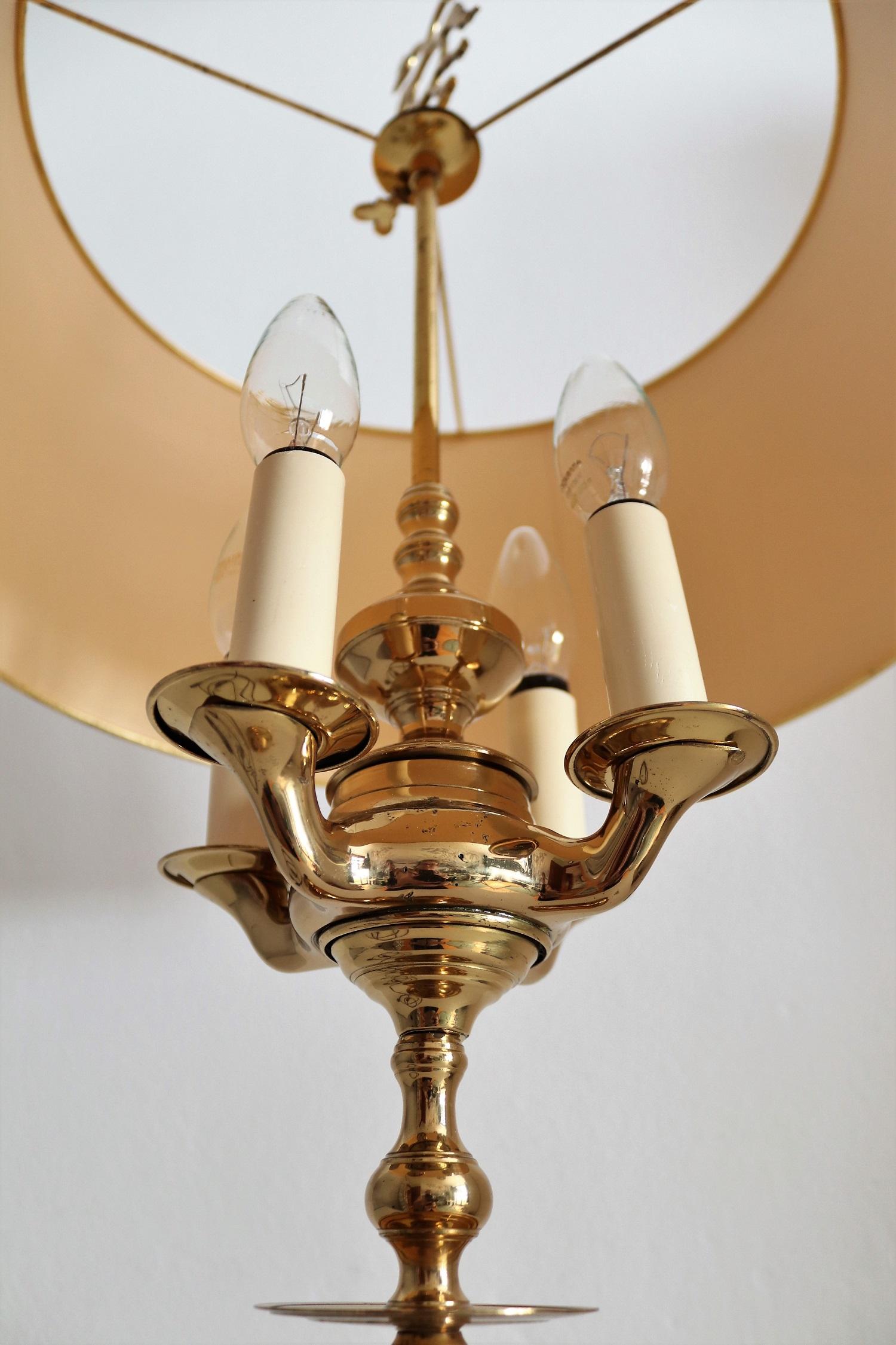 Midcentury Four-Arm Brass Bouillotte Table Lamp in Louis XVI Style, 1950s 6