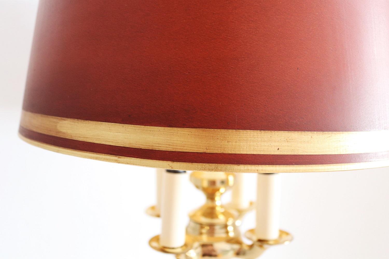 Midcentury Four-Arm Brass Bouillotte Table Lamp in Louis XVI Style, 1950s 4