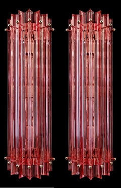 Vier rosafarbene italienische Wandleuchten aus der Jahrhundertmitte, Murano, 1990er Jahre