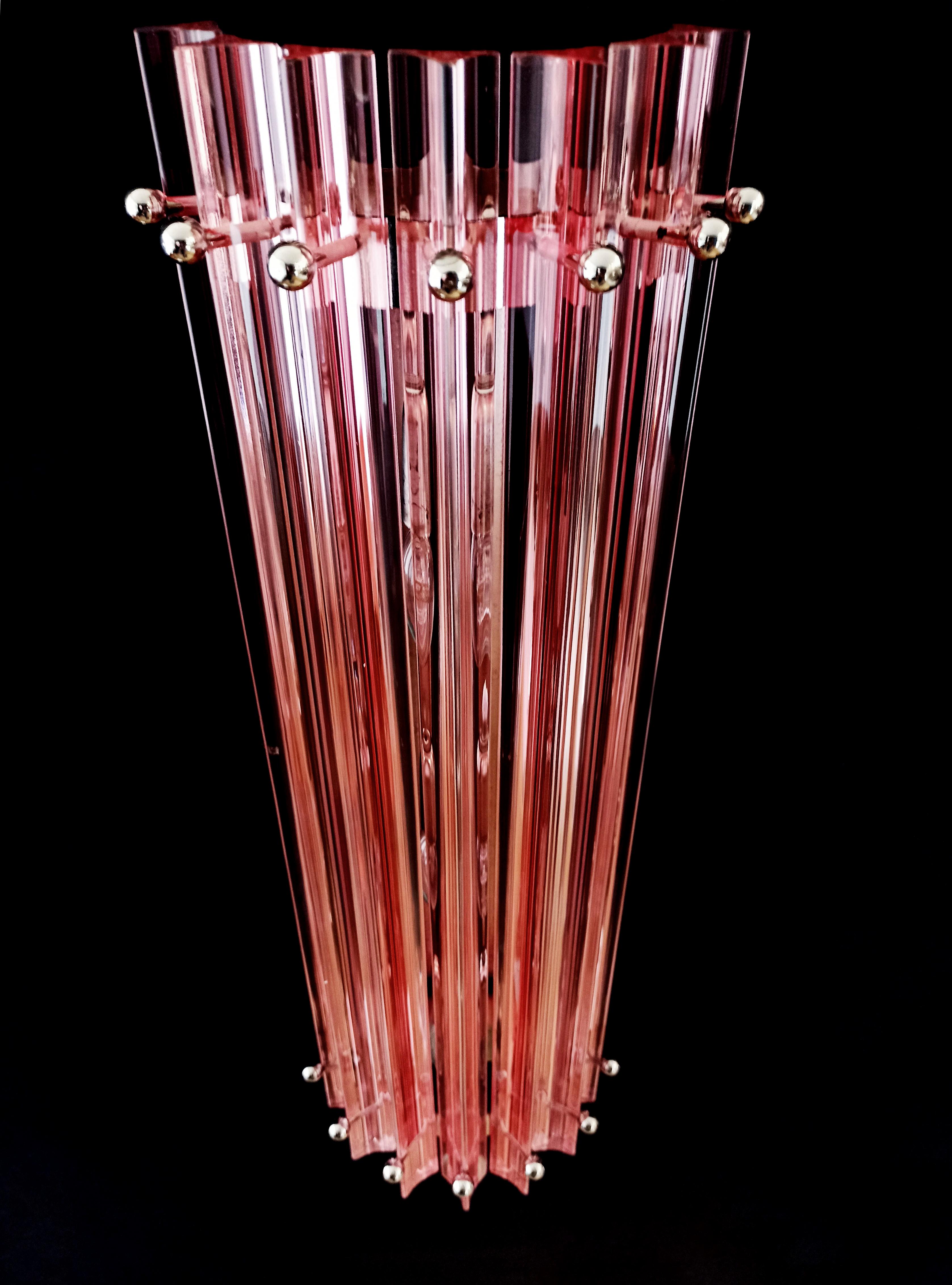 Metal  Midcentury Four Italian Pink Wall Sconces, Murano, 1990s For Sale