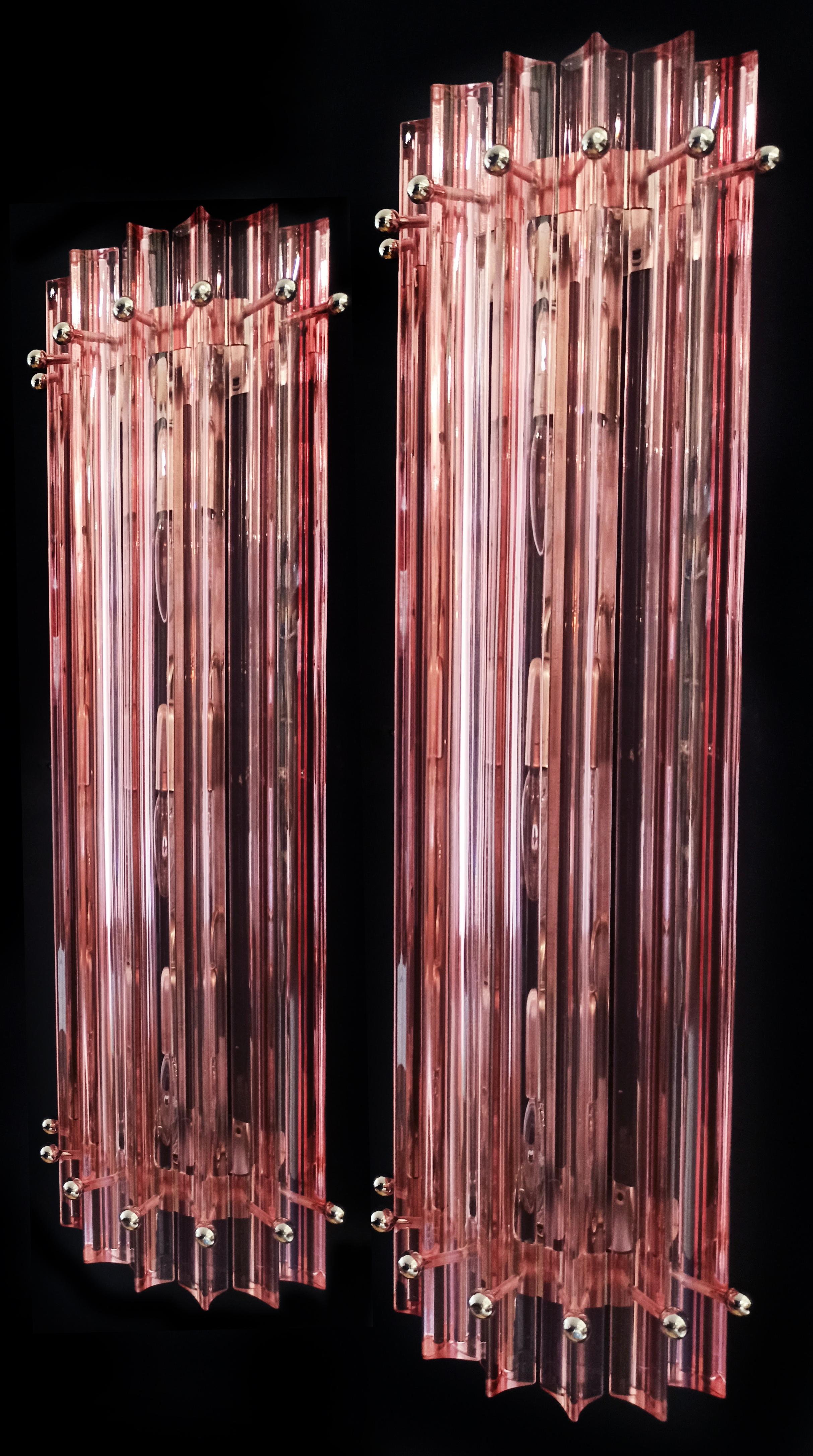 Midcentury Four Italian Pink Wall Sconces, Murano, 1990s For Sale 2