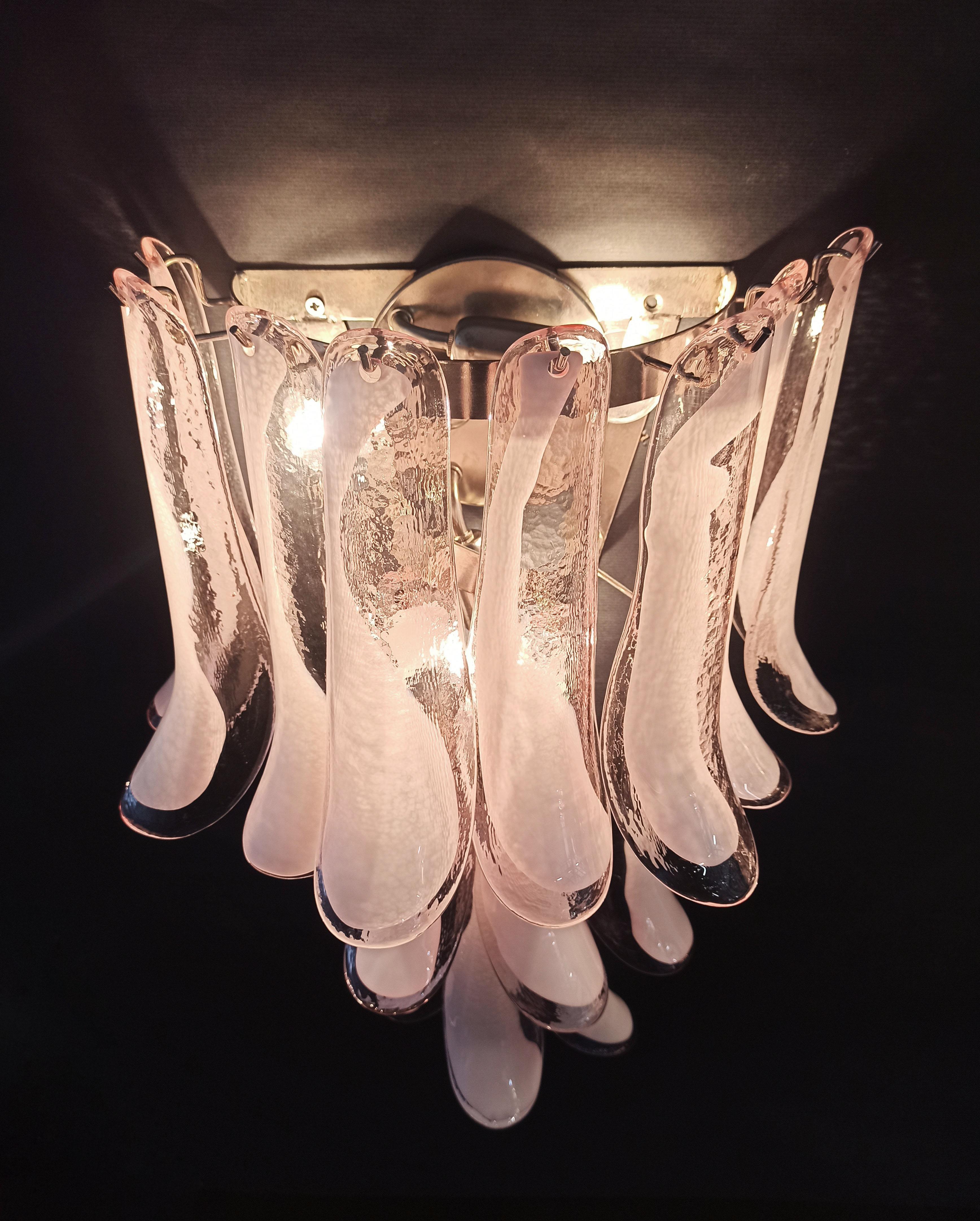  Midcentury Four Italian Pink Wall Sconces, Murano, 1990s For Sale 2