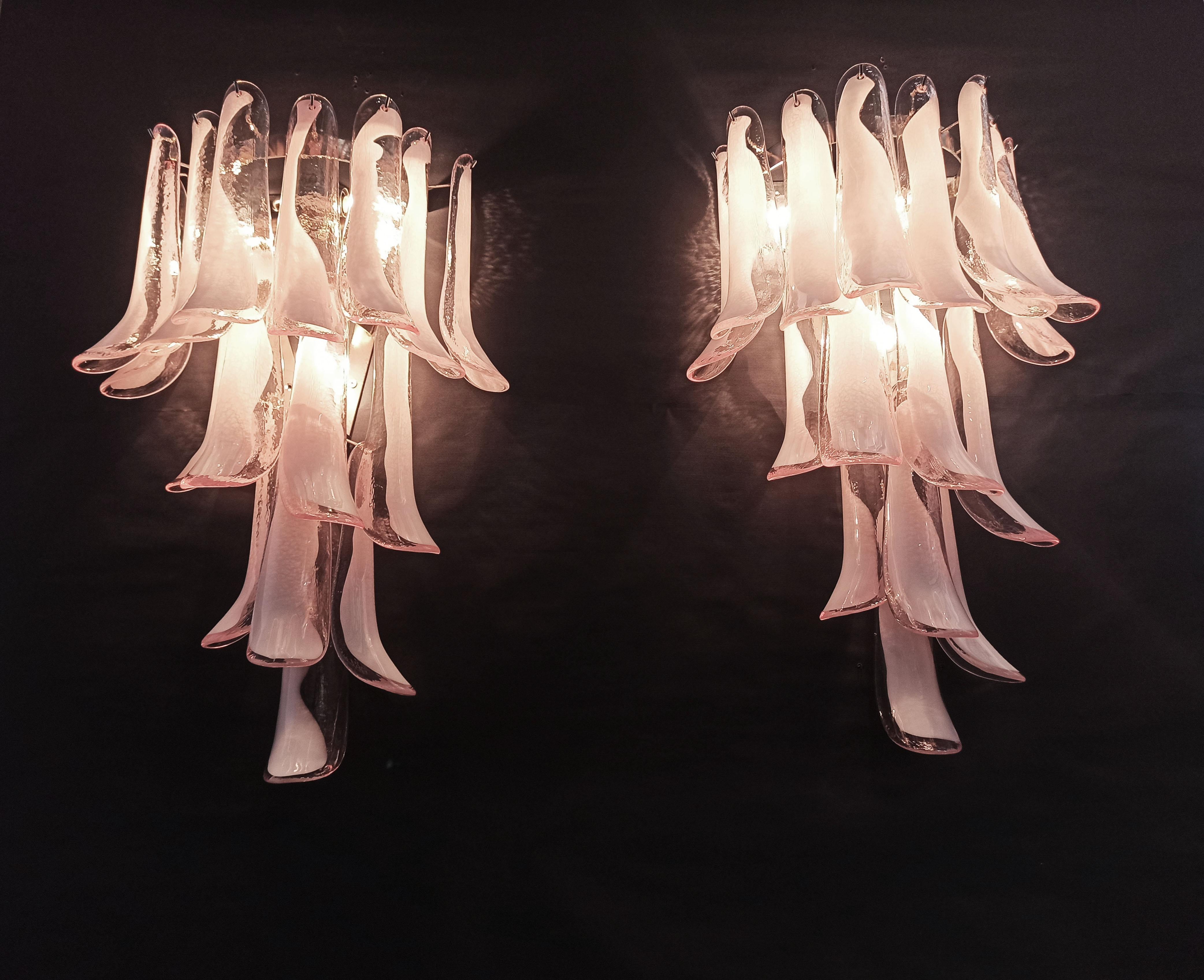  Midcentury Four Italian Pink Wall Sconces, Murano, 1990s For Sale 4