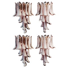  Midcentury Four Italian Pink Wall Sconces, Murano, 1990s