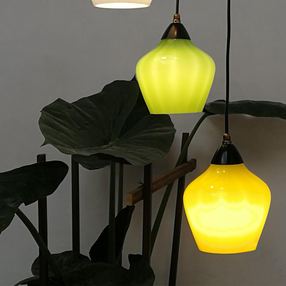 Midcentury Four-Lights Colored Glass Ceiling Lamp, 1950s 4