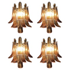 Midcentury Four of Italian Amber Murano Sconces