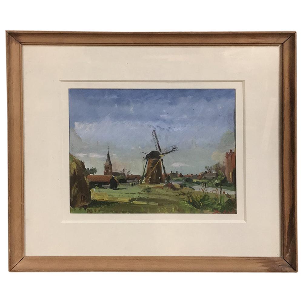 Midcentury Framed Oil Painting on Board by Joseph Tilleux '1896-1978' For Sale