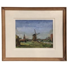 Vintage Midcentury Framed Oil Painting on Board by Joseph Tilleux '1896-1978'