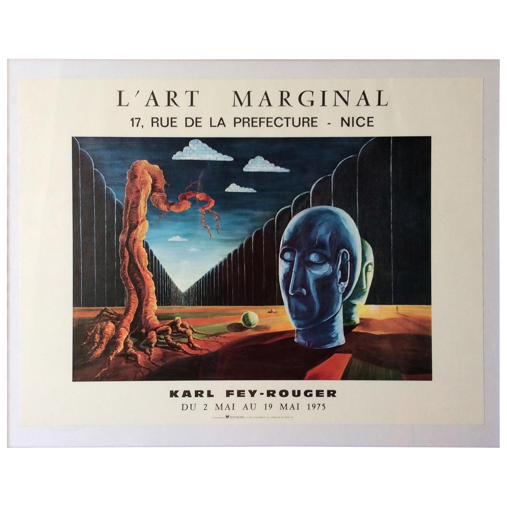 A fine original midcentury abstract art exhibition poster featuring the work of French listed artist, Karl Fey-Rouger. 
 
This decorative modern art vintage poster is in very good vintage condition and the frame highlights the vivid colors. A nice