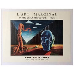 Midcentury Framed Surrealist Art Exhibition Poster, circa 1975