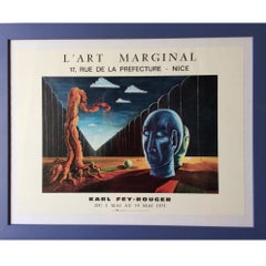 Midcentury Framed Surrealist Art Exhibition Poster, circa 1975