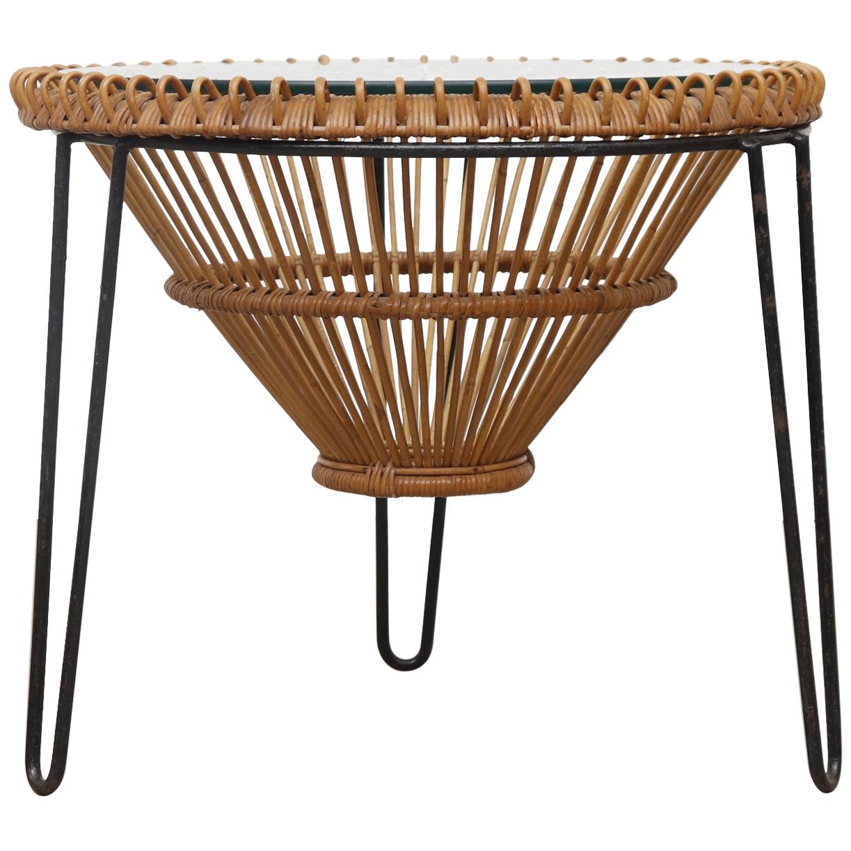 Midcentury Franco Albini Inspired Bamboo Side Table