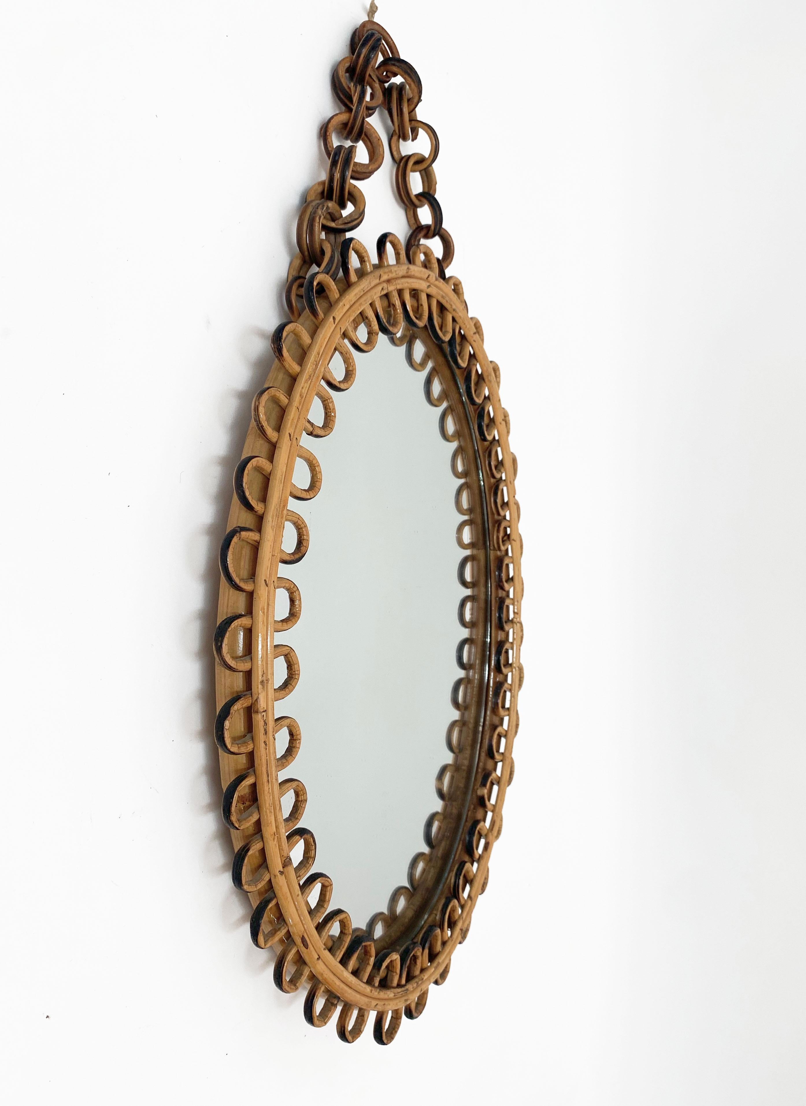 bamboo oval mirror