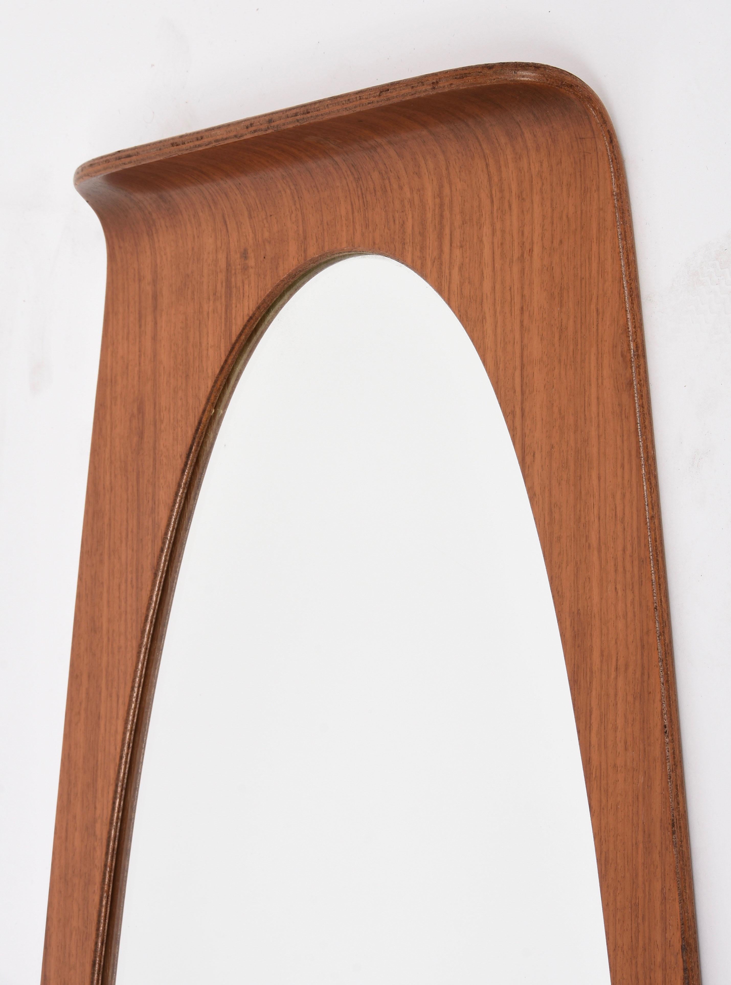 Midcentury Franco Campo and Carlo Graffi Curved Wood Italian Wall Mirror, 1960s 6