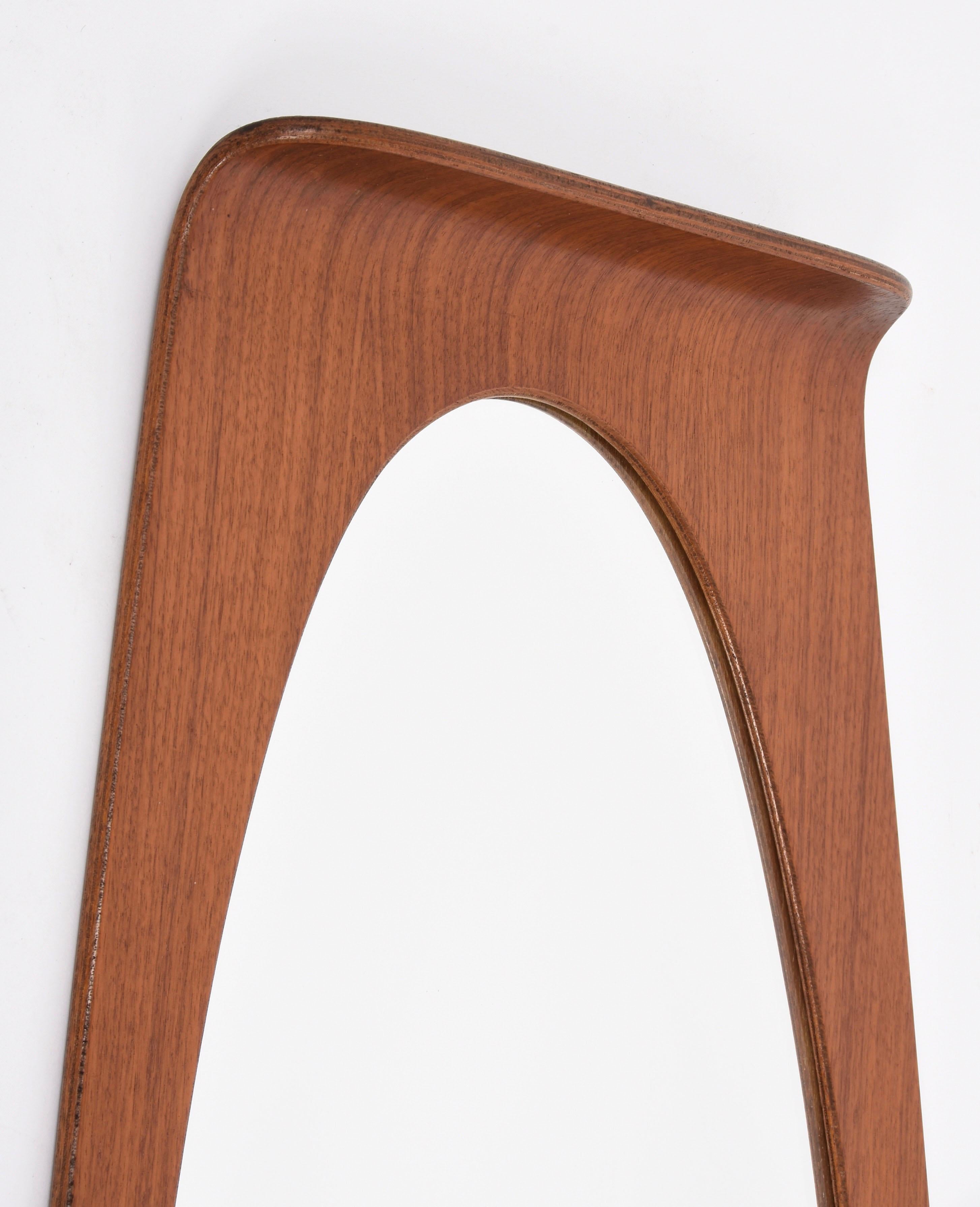 Midcentury Franco Campo and Carlo Graffi Curved Wood Italian Wall Mirror, 1960s 7