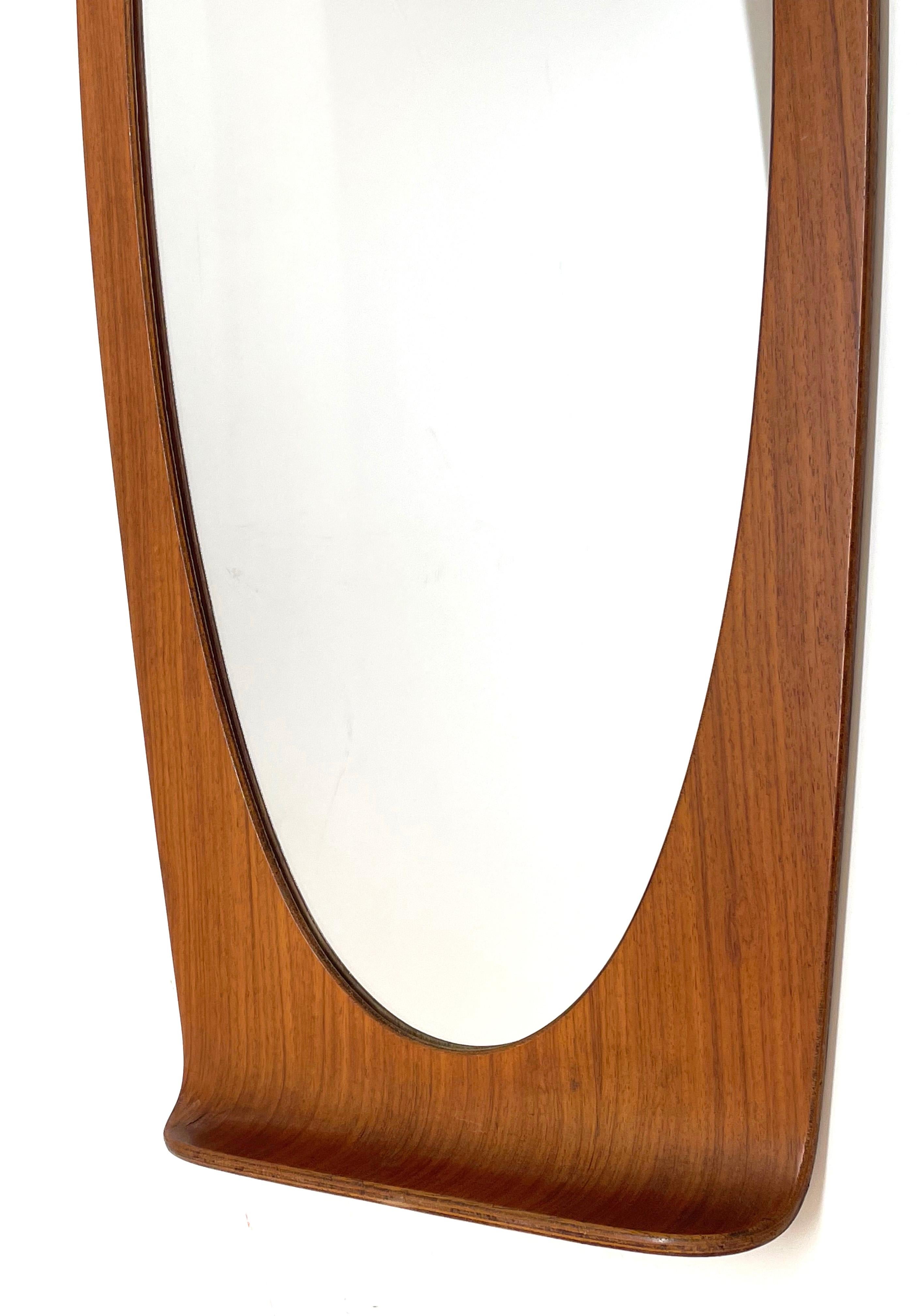 Midcentury Franco Campo and Carlo Graffi Curved Wood Italian Wall Mirror, 1960s 8