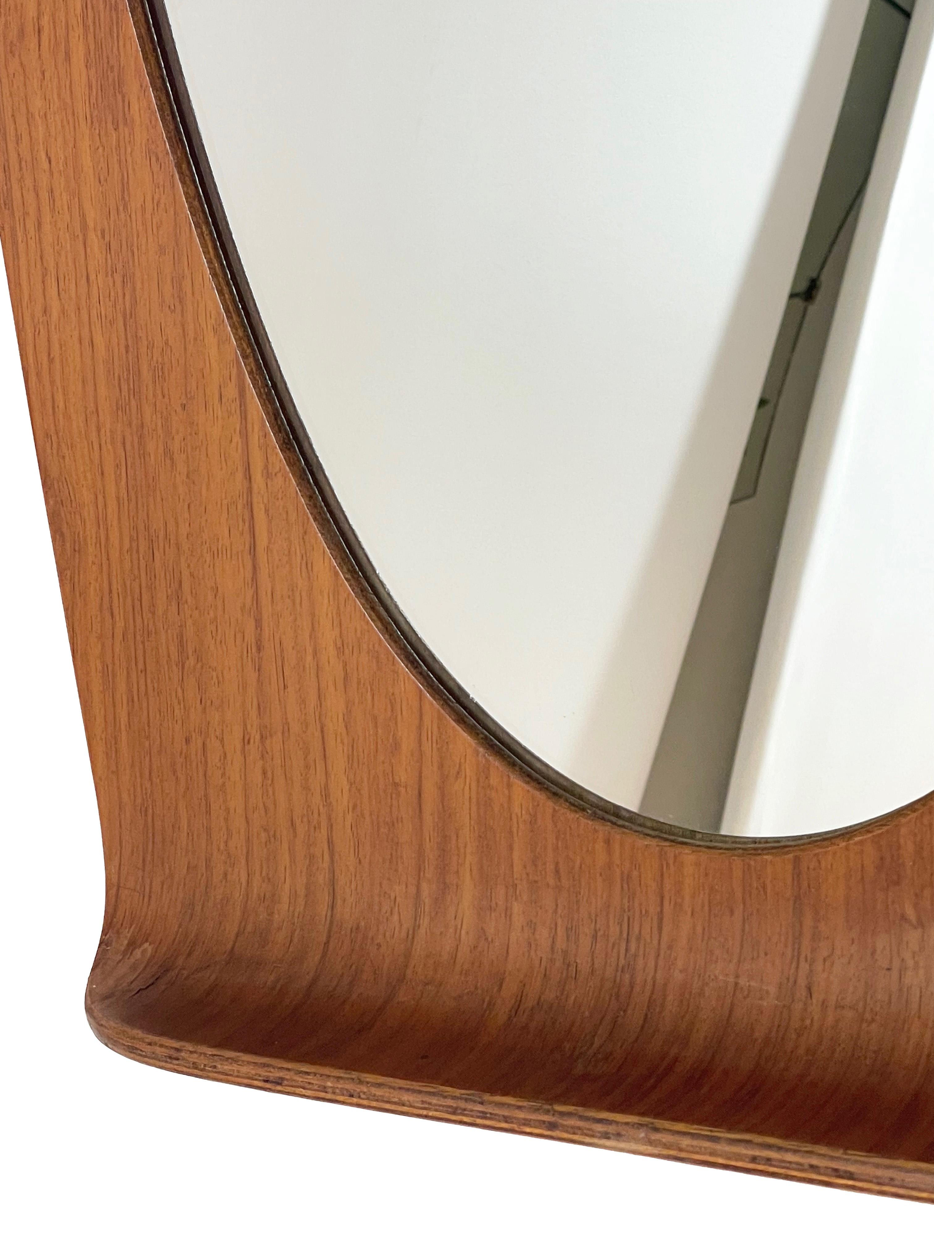 Midcentury Franco Campo and Carlo Graffi Curved Wood Italian Wall Mirror, 1960s 11