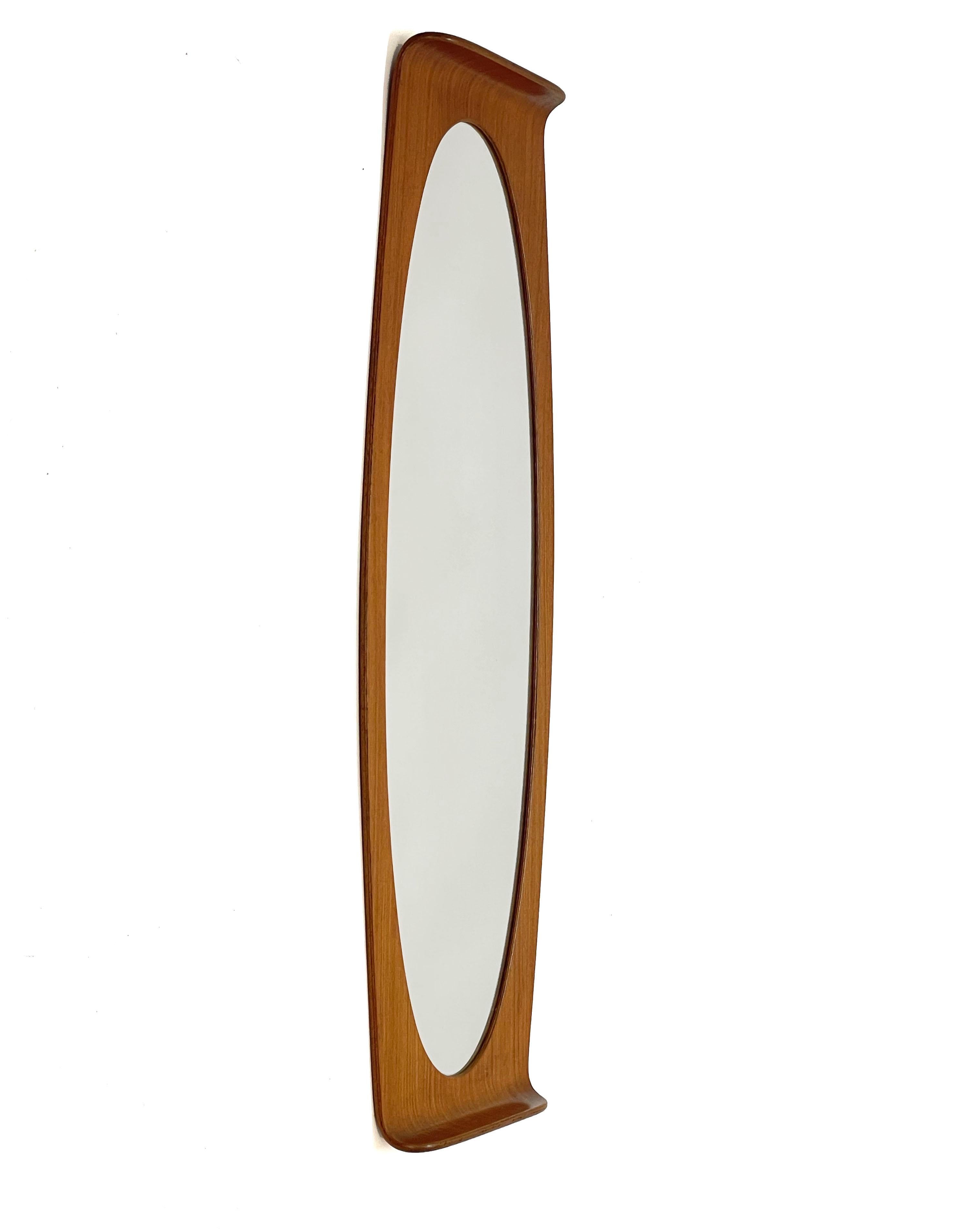 Midcentury Franco Campo and Carlo Graffi Curved Wood Italian Wall Mirror, 1960s 12