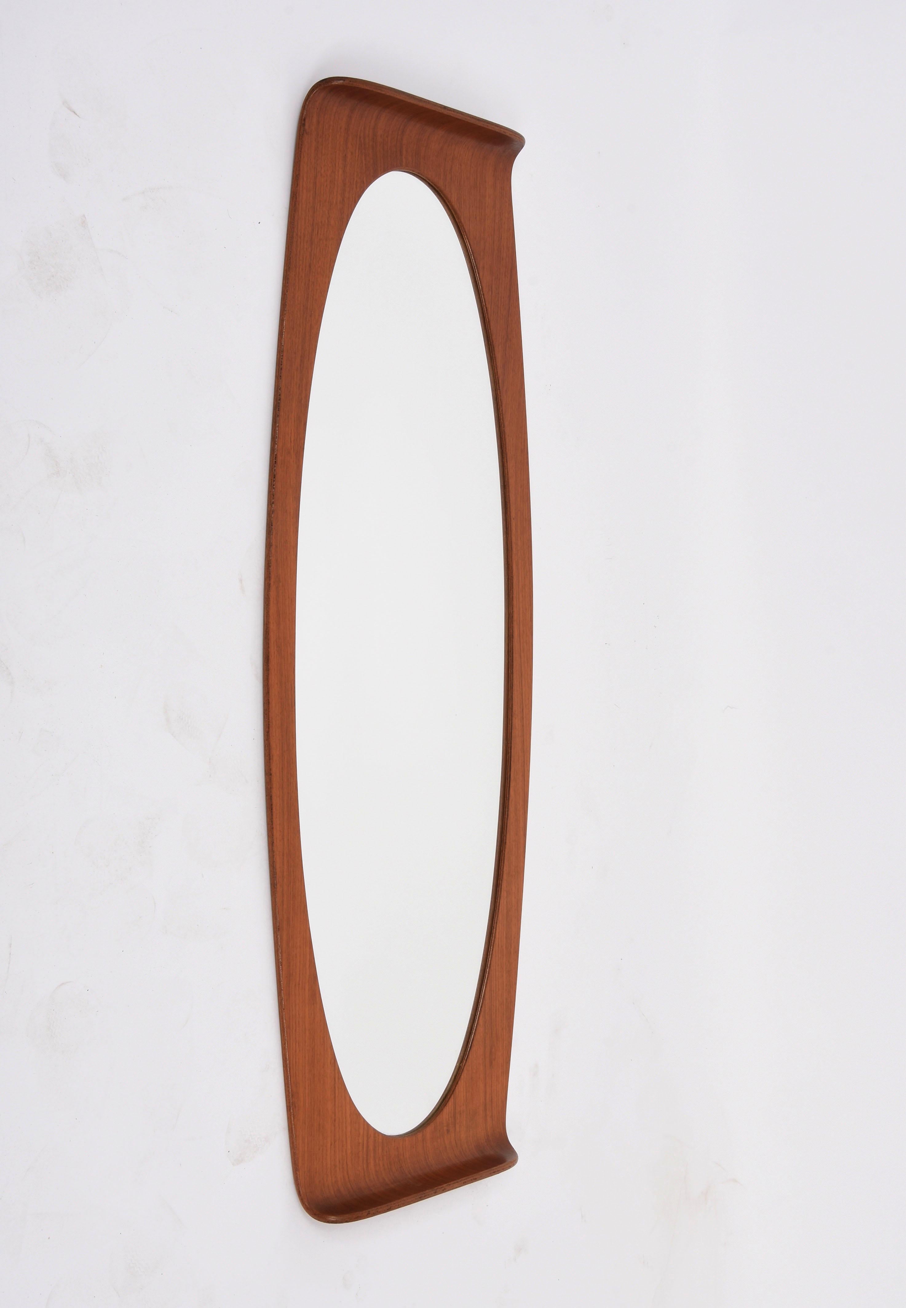 Mid-20th Century Midcentury Franco Campo and Carlo Graffi Curved Wood Italian Wall Mirror, 1960s