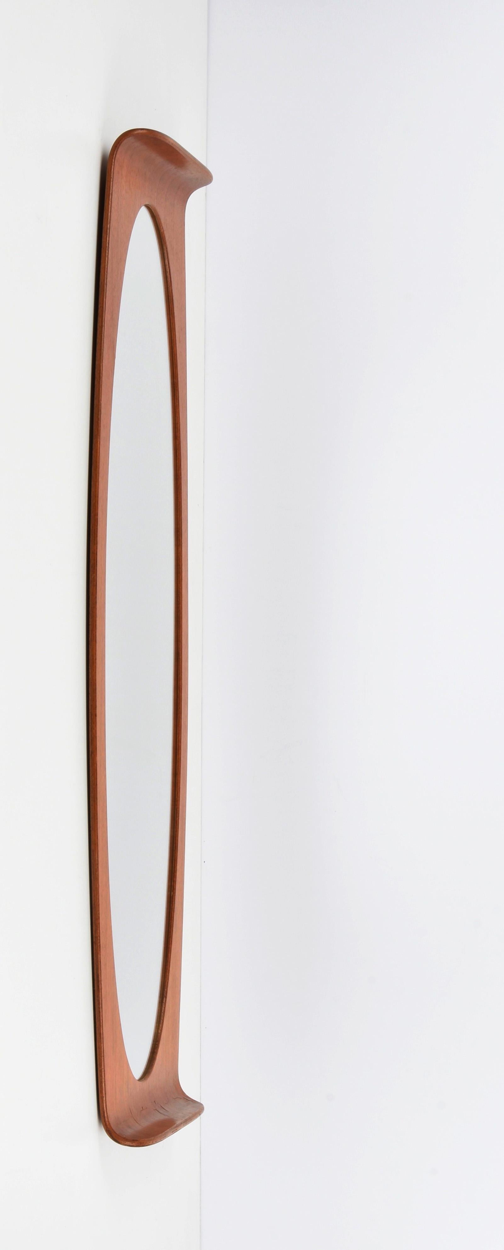 Mid-20th Century Midcentury Franco Campo and Carlo Graffi Curved Wood Italian Wall Mirror, 1960s