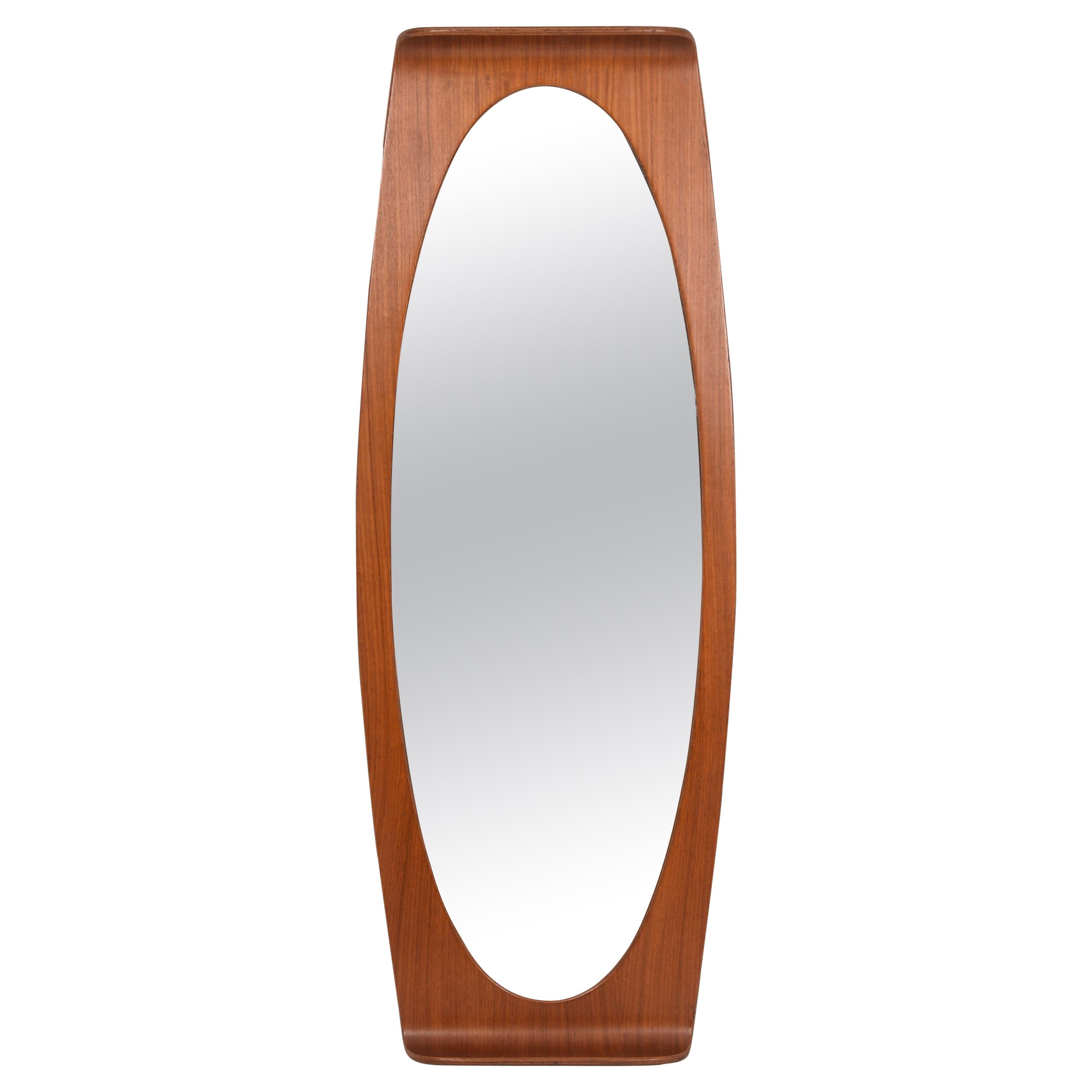 Midcentury Franco Campo and Carlo Graffi Curved Wood Italian Wall Mirror, 1960s