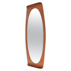 Midcentury Franco Campo and Carlo Graffi Curved Wood Italian Wall Mirror, 1960s