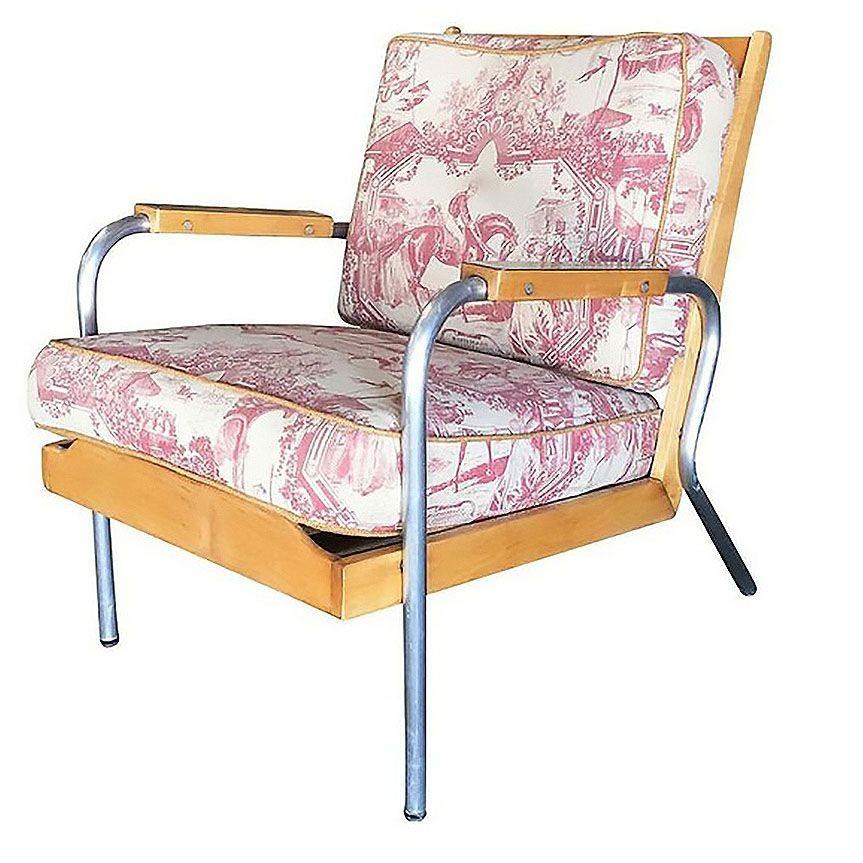 Silla de salón rubia estilo Francois Caruelle de mediados de siglo Estadounidense en venta