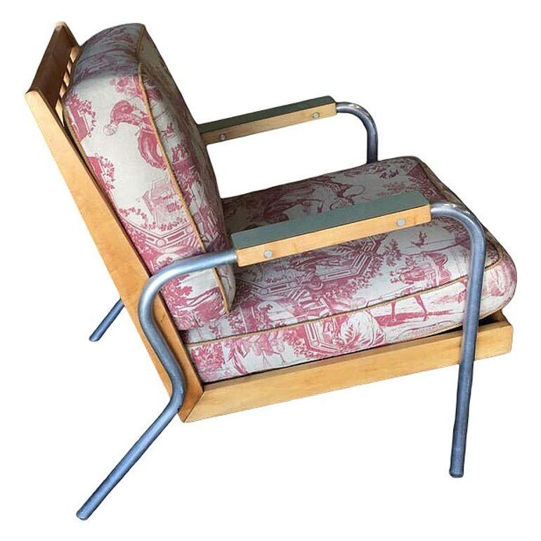 Silla de salón rubia estilo Francois Caruelle de mediados de siglo mediados del siglo XX en venta