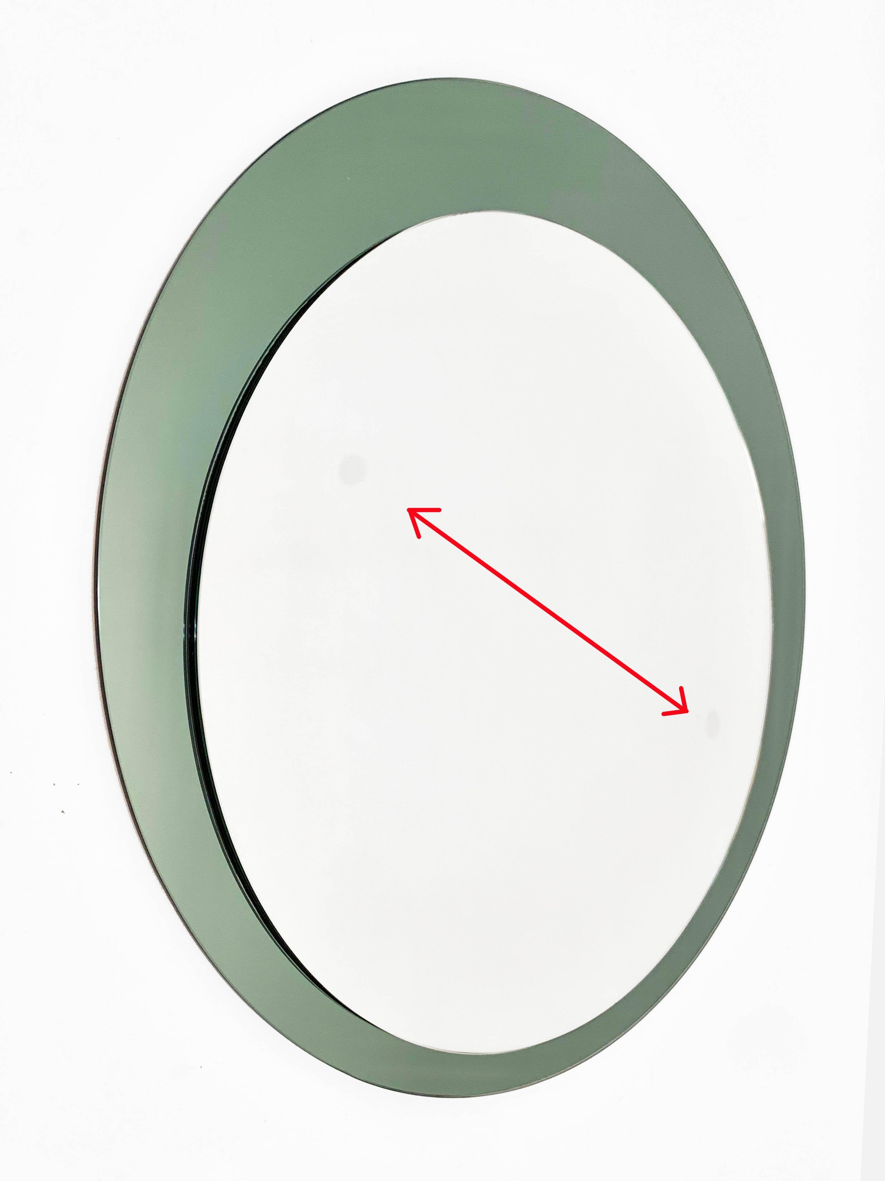 Midcentury Franz Sartori Italian Round Mirror with Double Frame Crystal Art 1960 6