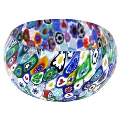 Midcentury Fratelli Toso Murano Multi Color Murrine Millefiori Art Glass Bowl