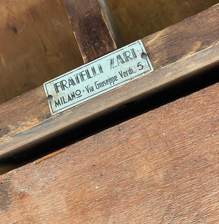 Midcentury Fratelli Zari Folding Nut Wood and Brass Italian Game Table, 1950 at 1stDibs