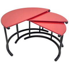 Midcentury Frattini "Tria" Red Italian Nesting Tables for Morphos Acerbis, 1980s