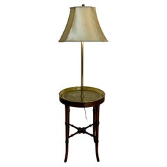 Midcentury Fredrick Cooper brass tray Faux Bamboo Floor Lamp Table