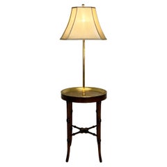 Midcentury Fredrick Cooper brass tray Faux Bamboo Floor Lamp Table