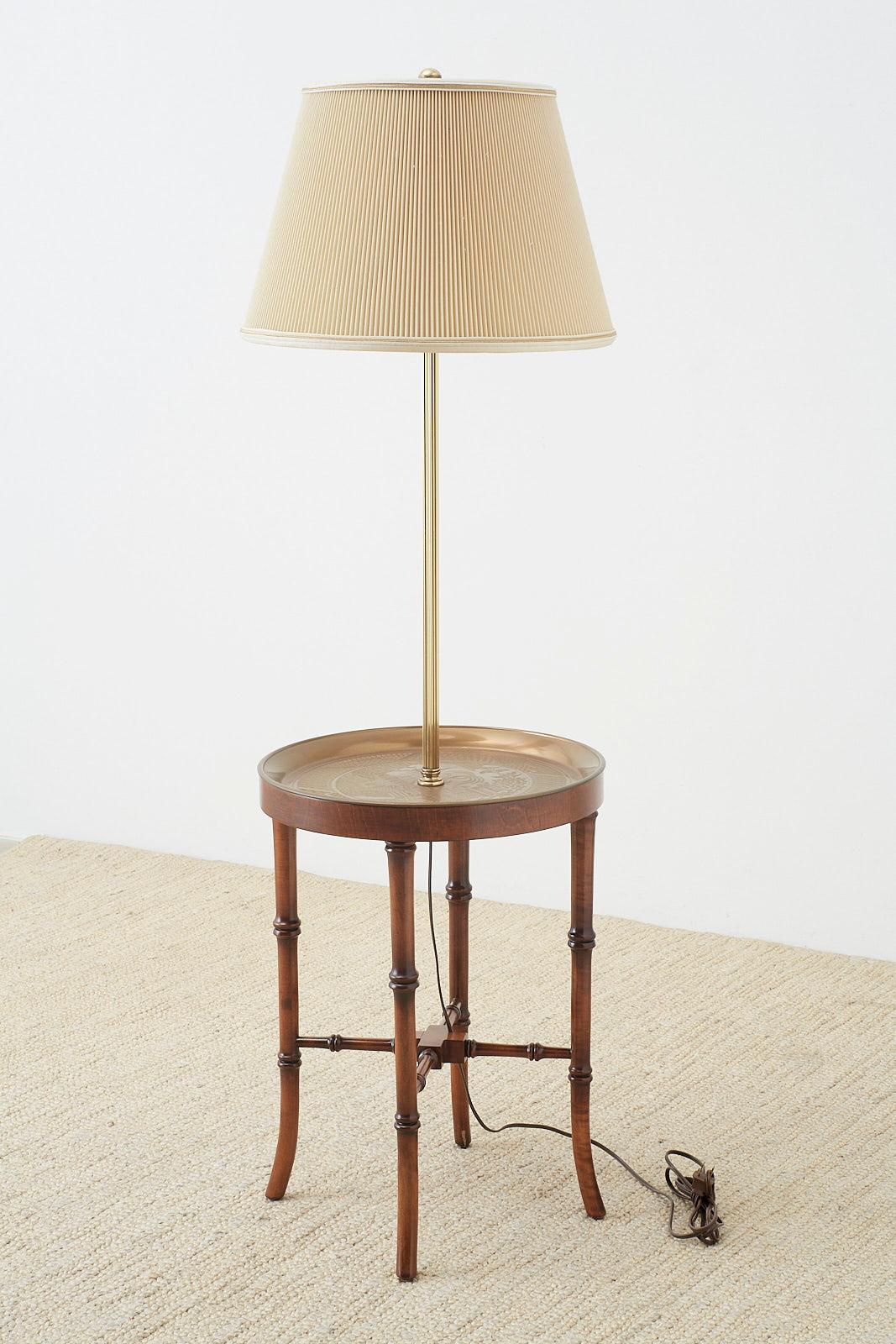 20th Century Midcentury Fredrick Cooper Faux Bamboo Floor Lamp Table