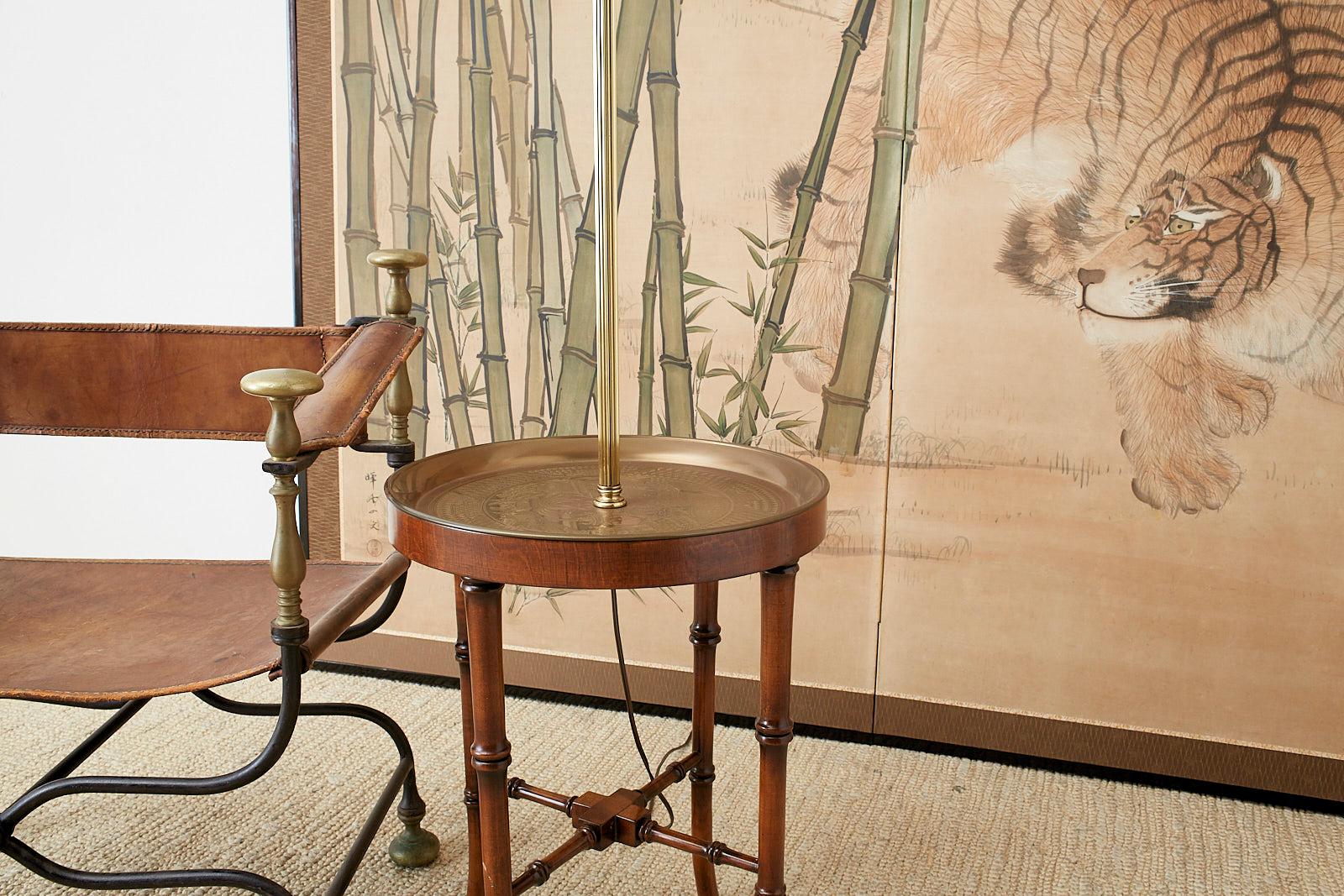Midcentury Fredrick Cooper Faux Bamboo Floor Lamp Table 1