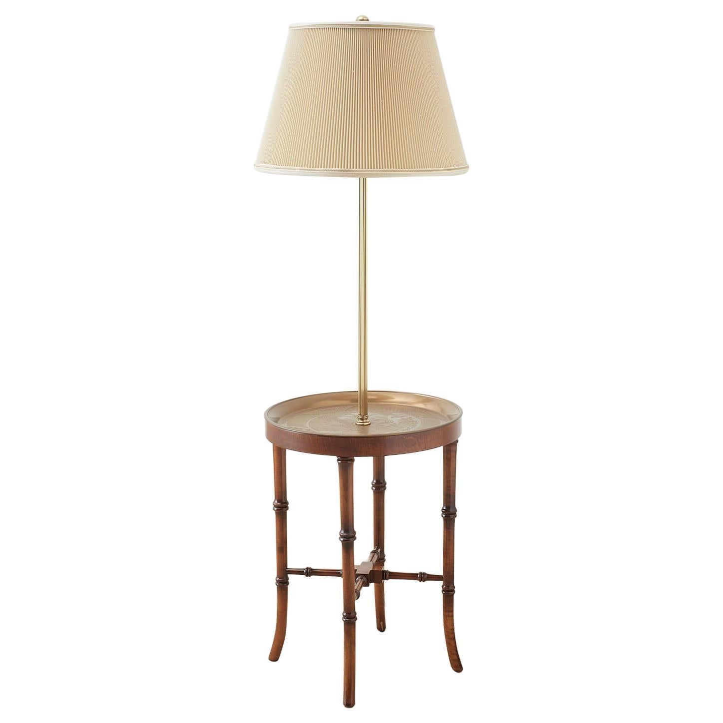 Midcentury Fredrick Cooper Faux Bamboo Floor Lamp Table