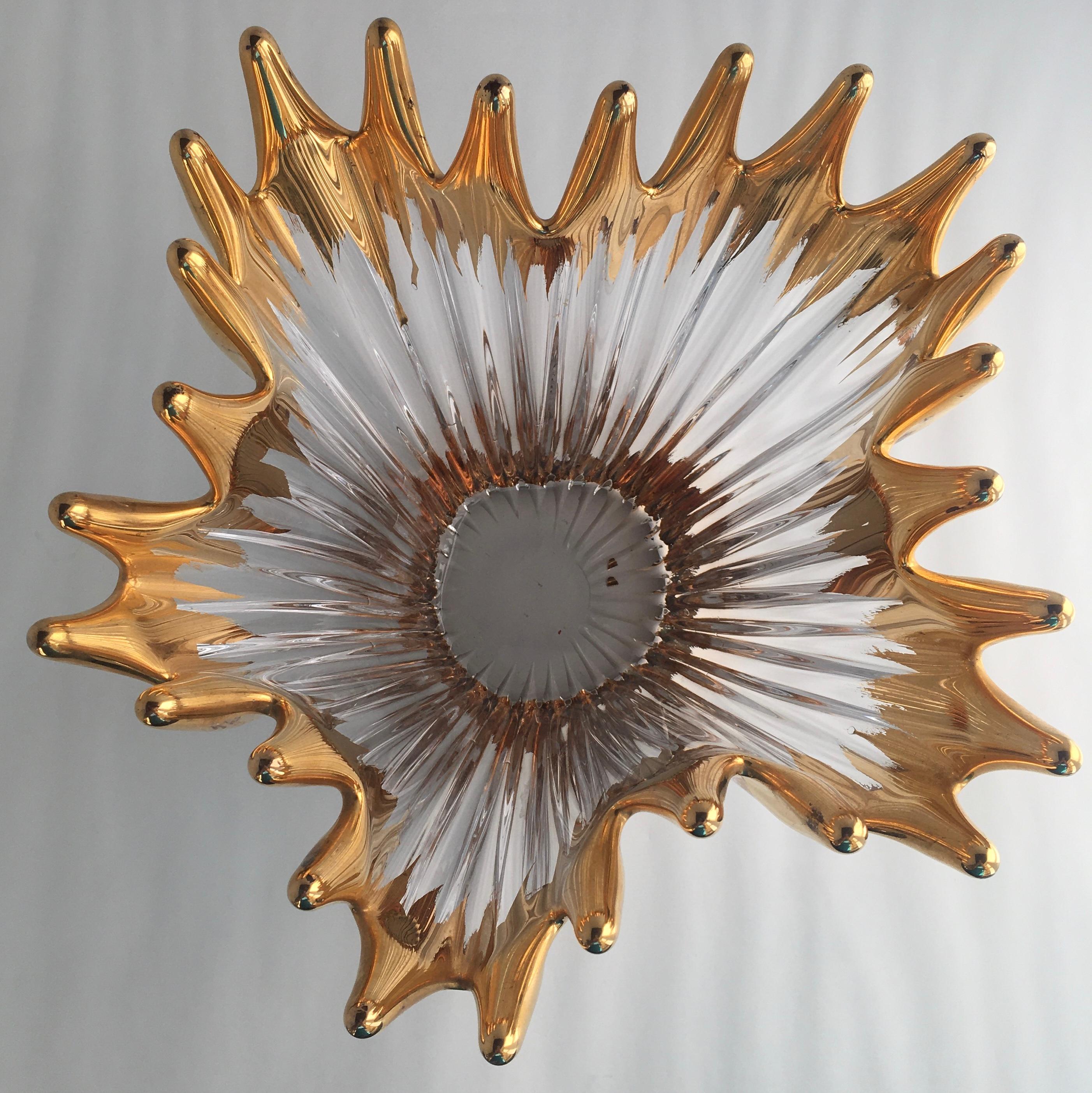 Mid-Century Modern Midcentury Free Form Crystal Art Glass Bowl attrib. Cofrac Art Verrier France