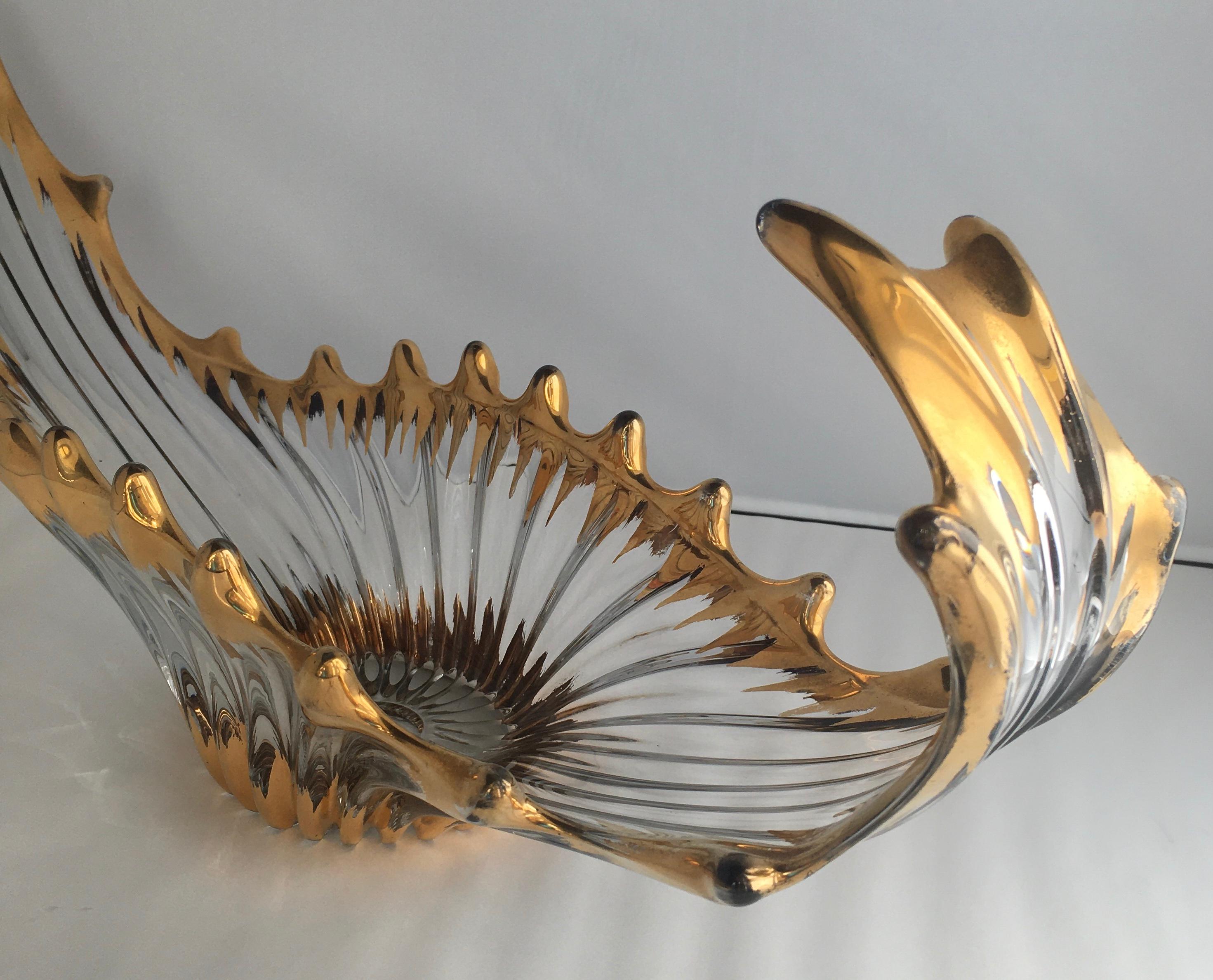 Mid-Century Modern Midcentury Free Form Crystal Glass Centerpiece Attr. Cofrac Art Verrier