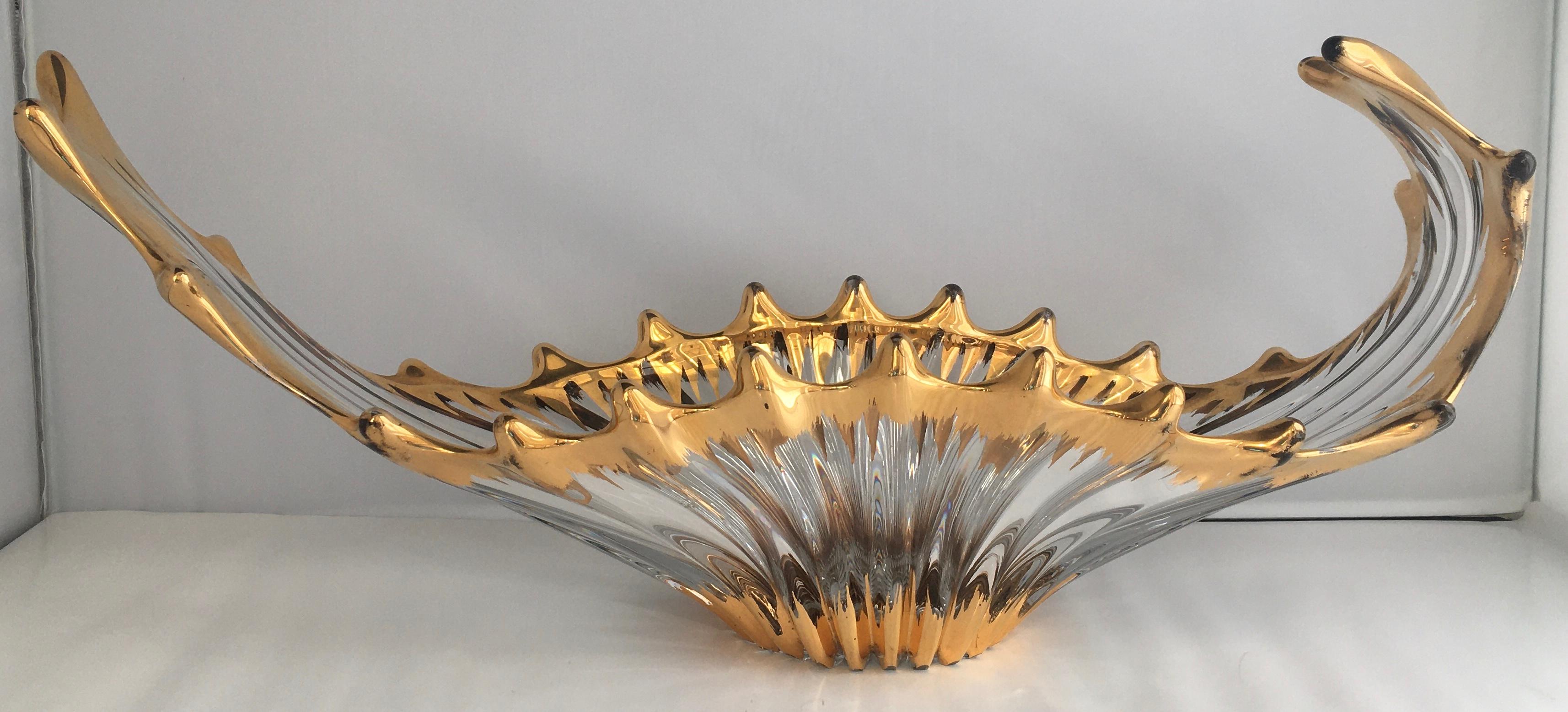 French Midcentury Free Form Crystal Glass Centerpiece Attr. Cofrac Art Verrier 