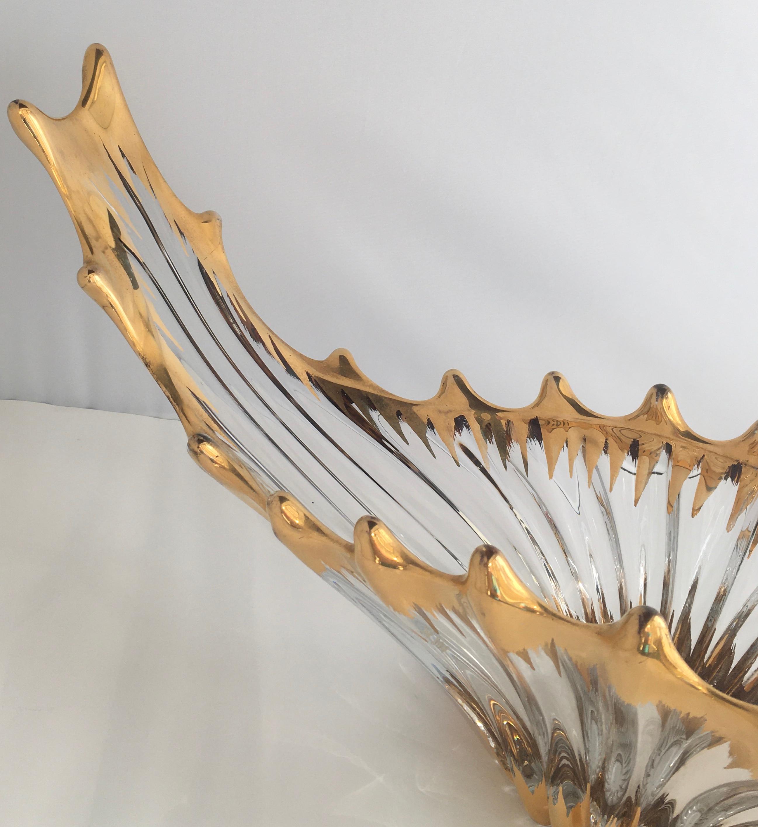 Hand-Crafted Midcentury Free Form Crystal Glass Centerpiece Attr. Cofrac Art Verrier 