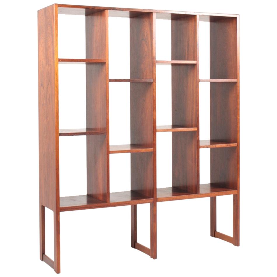 Midcentury Freestanding Bookcase in Rosewood, Made in Denmark, 1960s