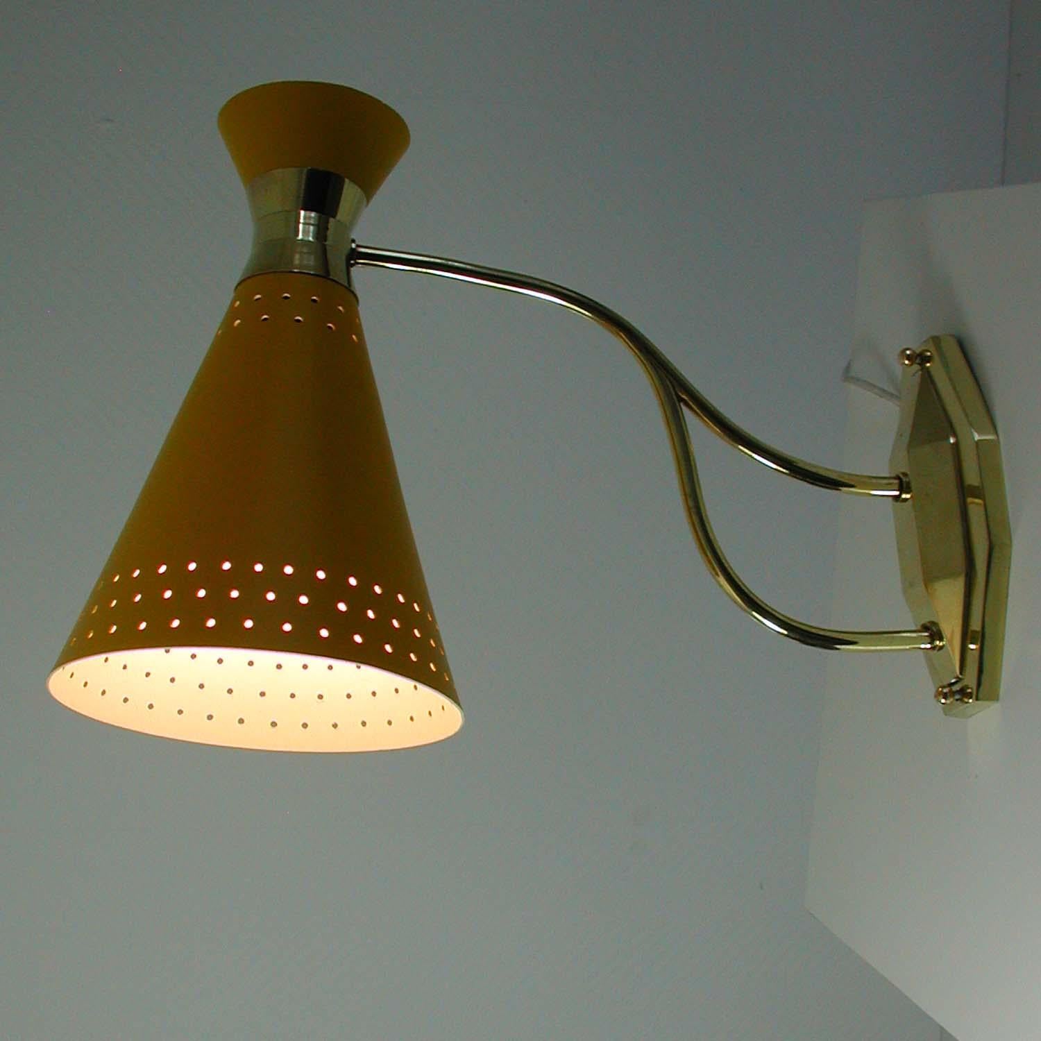 Midcentury ARLUS Yellow Diabolo Wall Light, France 1950s For Sale 3