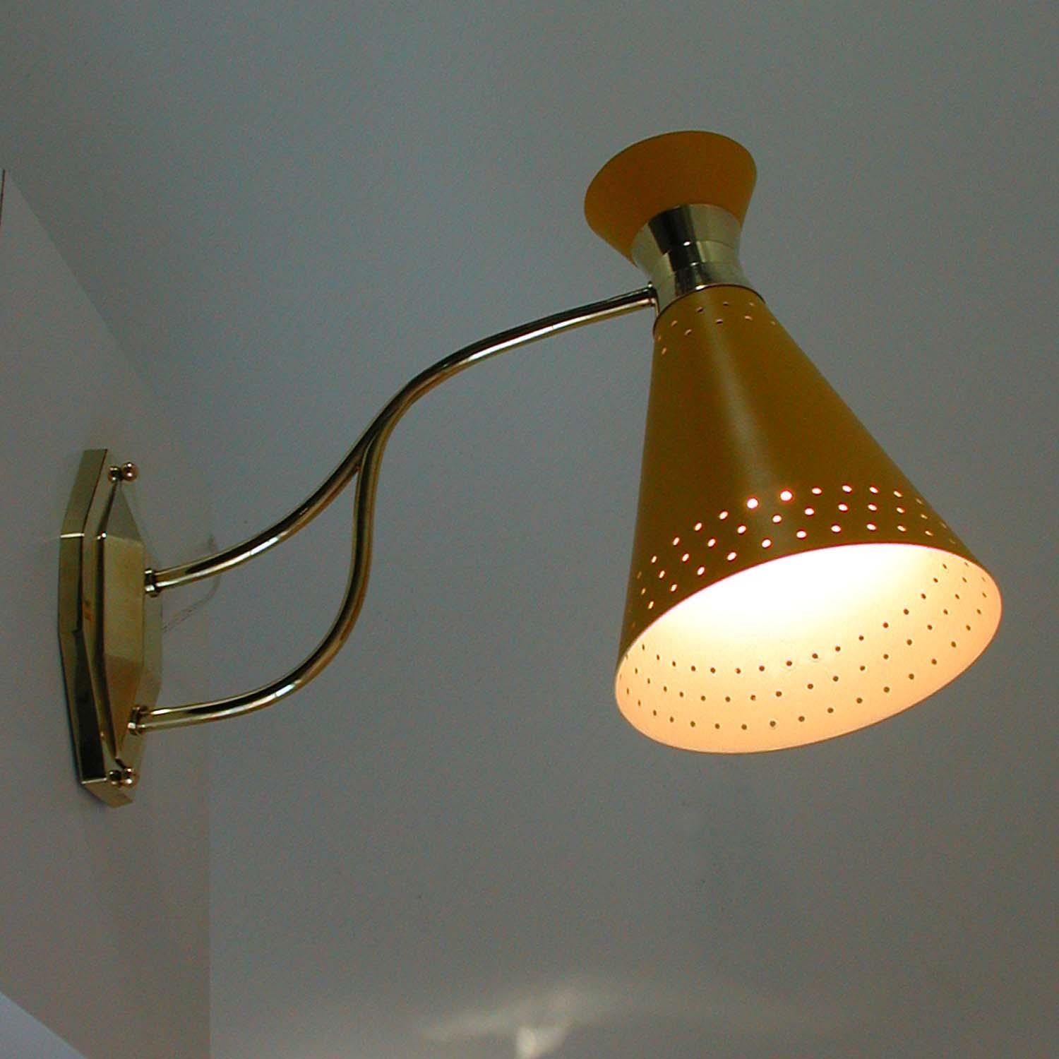 Midcentury ARLUS Yellow Diabolo Wall Light, France 1950s For Sale 4