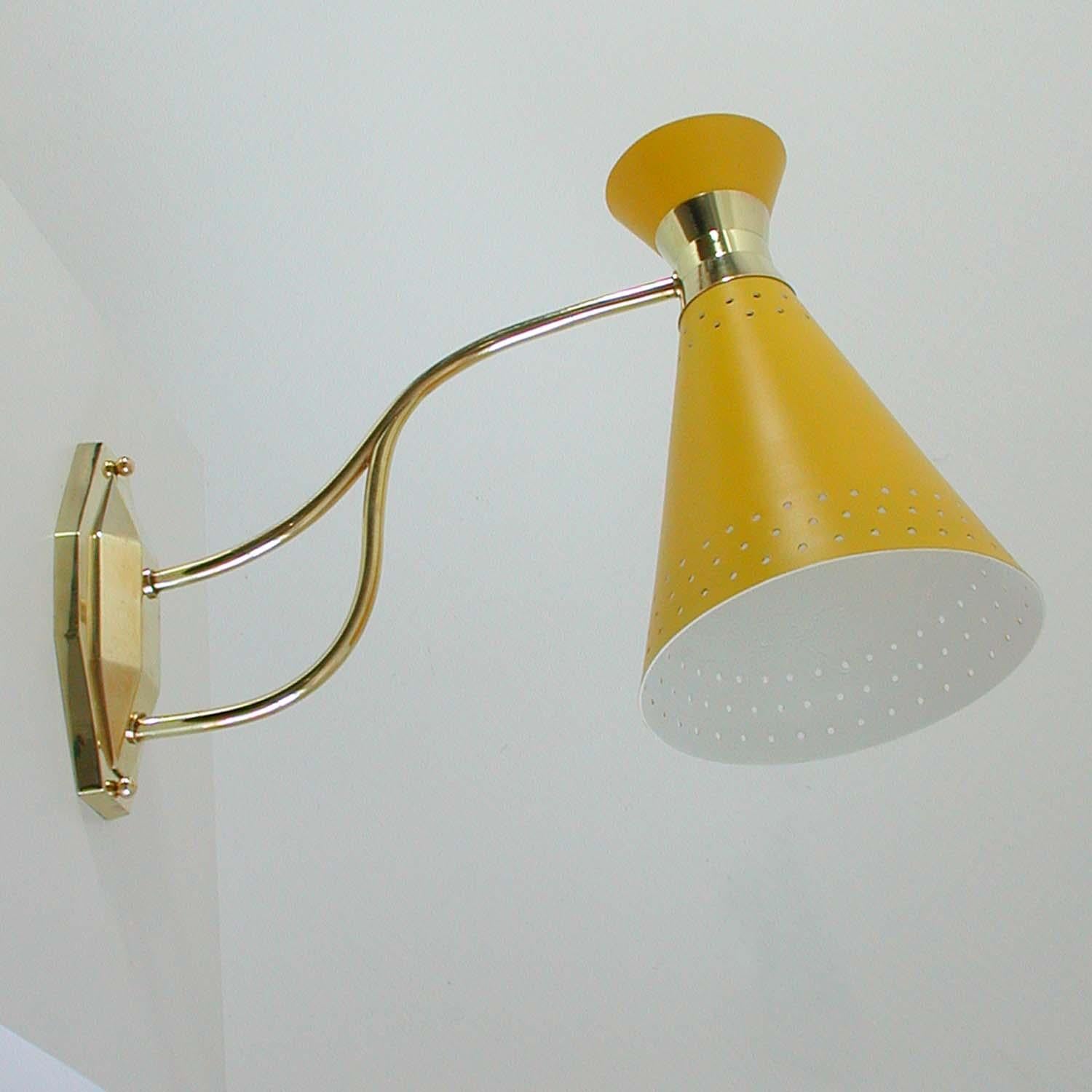 Midcentury ARLUS Yellow Diabolo Wall Light, France 1950s For Sale 5